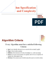 Specification and Complexity Algorithm