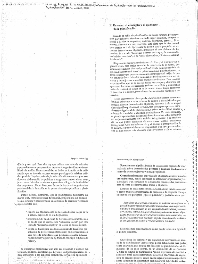 Ander Egg - Entorno Al Concepto y Al Quehacer de La Planificación | PDF