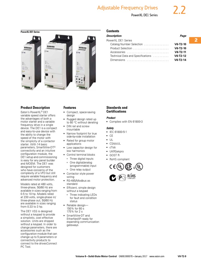 Variadores de Velocidad Tipo PowerXL DE1 PDF Mains Electricity