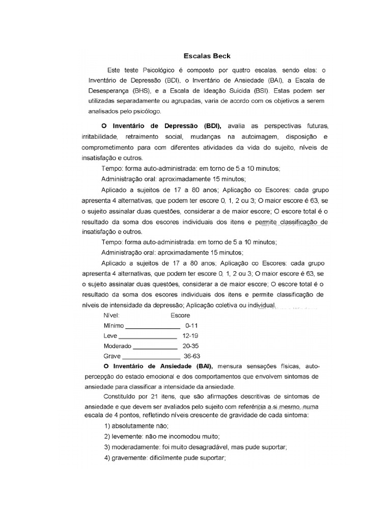 Escala de Back | PDF