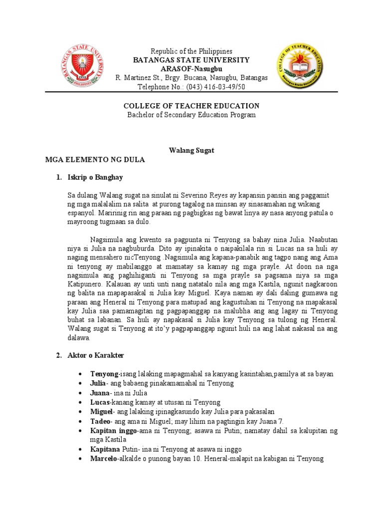 Walang Sugat (Elemento NG Dula) PDF