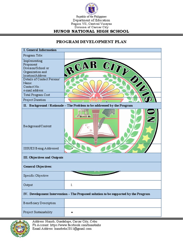 Hunob National High School Program Plan | PDF