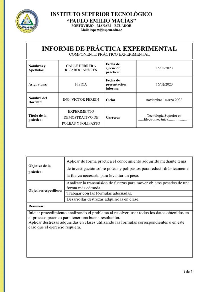 Unidad 3 Practico Experimental Fisica | PDF