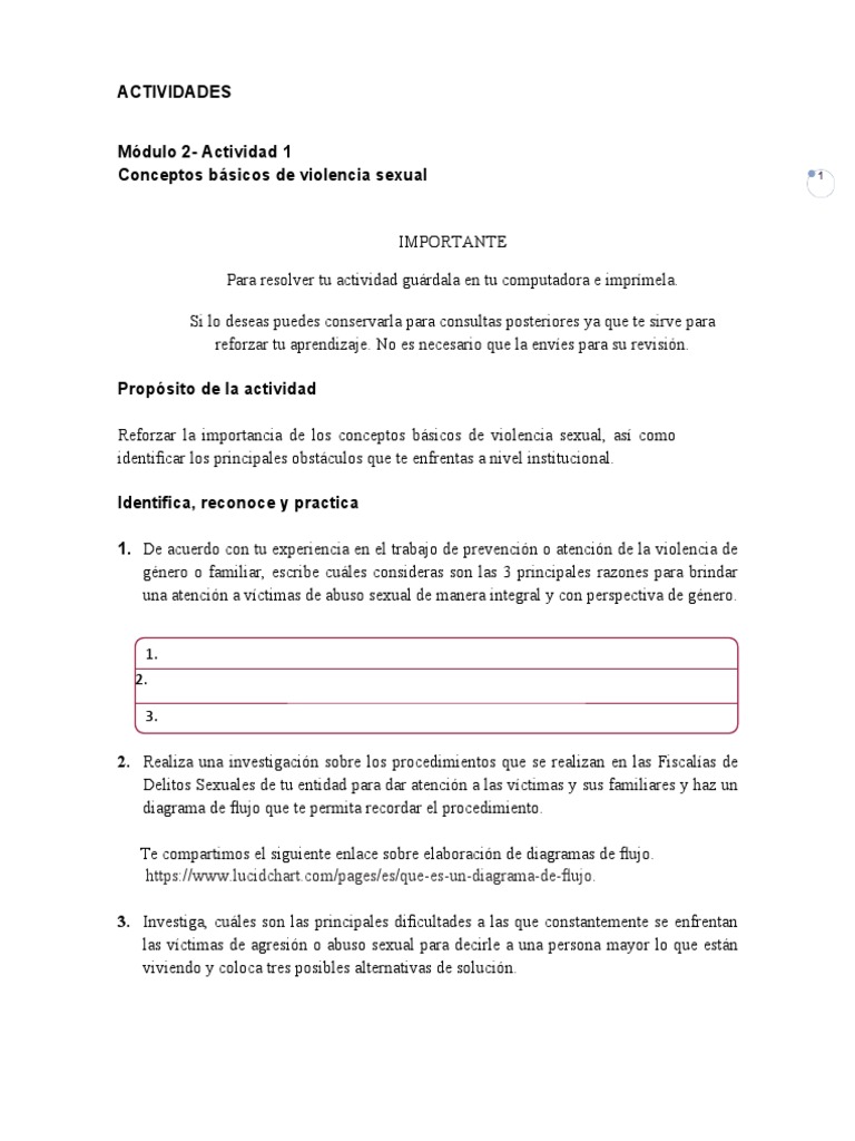 Modulo 2 Actividades | PDF | Abuso Sexual Infantil | Abuso sexual