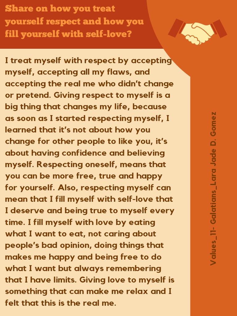 Share On How You Treat Yourself Respect and How You Fill Yourself With