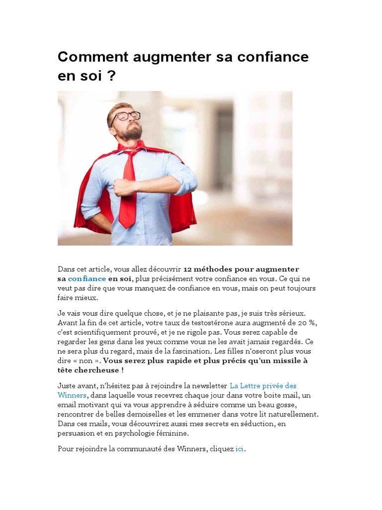 Comment Augmenter Sa Confiance en Soi | PDF | Hormone