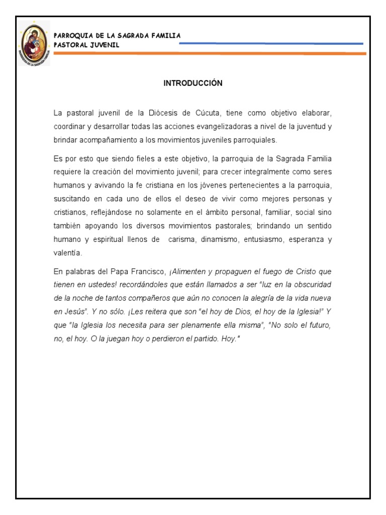 Proyecto Pastoral Juvenil | PDF | Jesús | Iglesia Católica