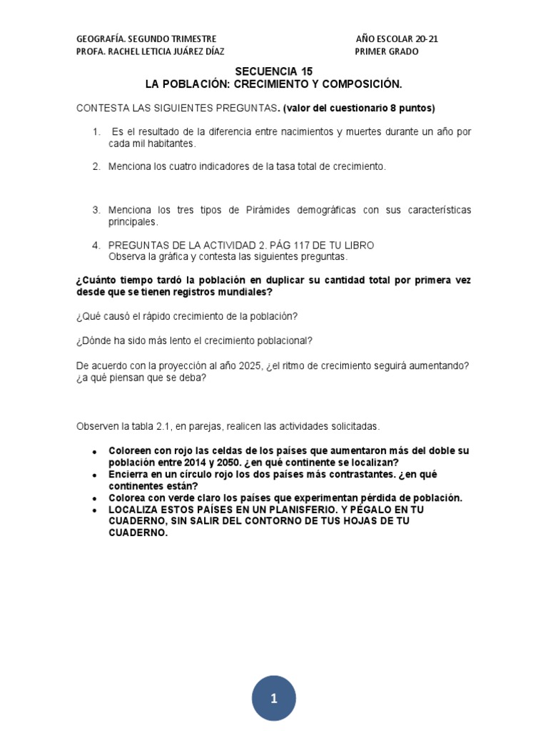 Cuestionario de Geografía Segundo Trimestre 2022-2023 | PDF | México ...