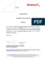 A Quien Interese: Identificado Avianca - Ecuador S.A. (Ecu)