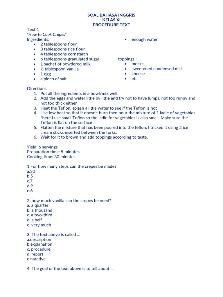 Cooking and Maintenance Procedures Guide | PDF | Compact Disc | Teaspoon