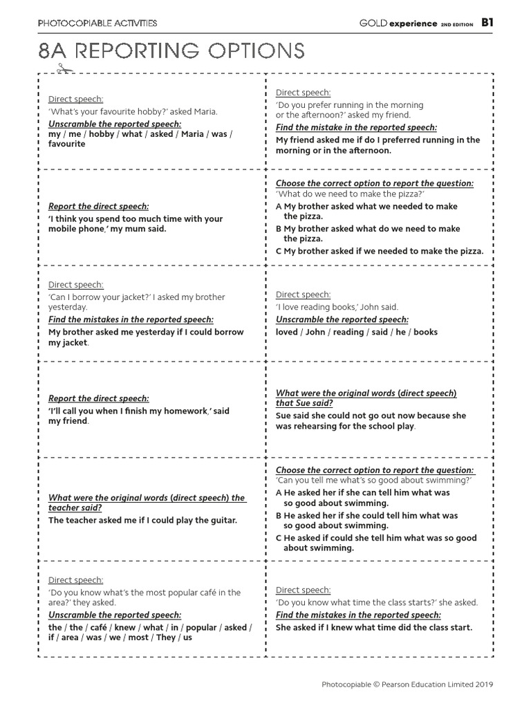 Gold Exp B1 Photocopiable 8A | PDF