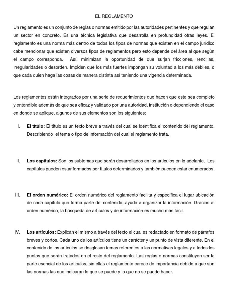 El Reglamento | PDF | Regulación | Constitución