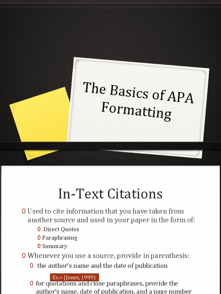 Basics of APA Formatting PDF Citation Bracket