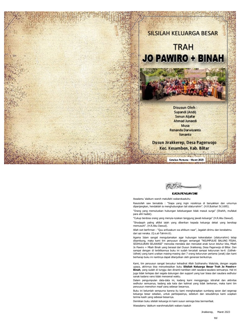 Silsilah Trah Jo Pawiro - Cetaka Pertama Tahun 2023 PDF | PDF
