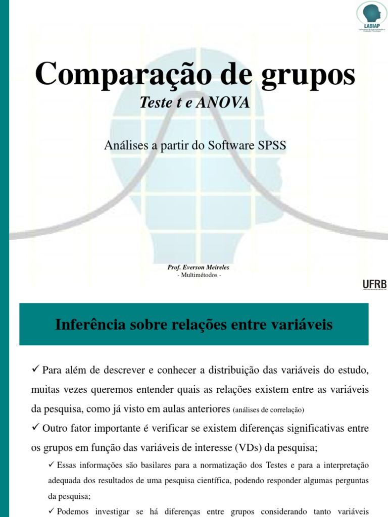 Teste t e ANOVA no SPSS: Comparação de Grupos | PDF | Análise de ...