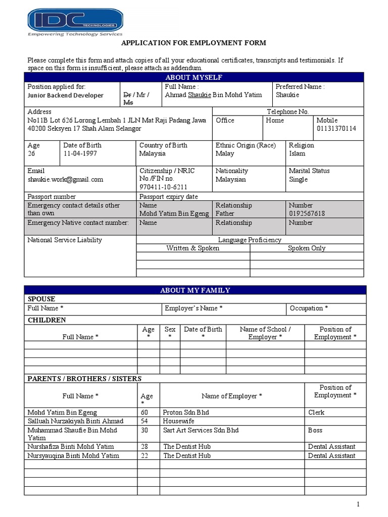IDC APPLICATION FORM (Aug 2022) PDF Justice Crime & Violence