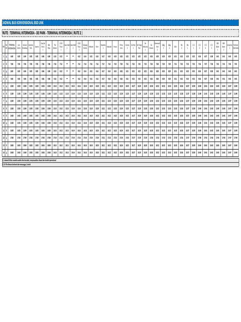 Horaires Bus Intermoda BSD Link | PDF