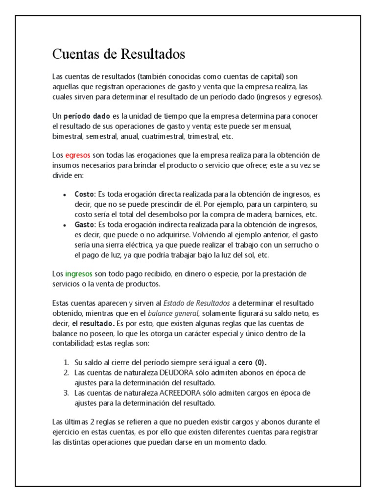 Cuentas de Resultados en Contabilidad | PDF | Contabilidad | Economias
