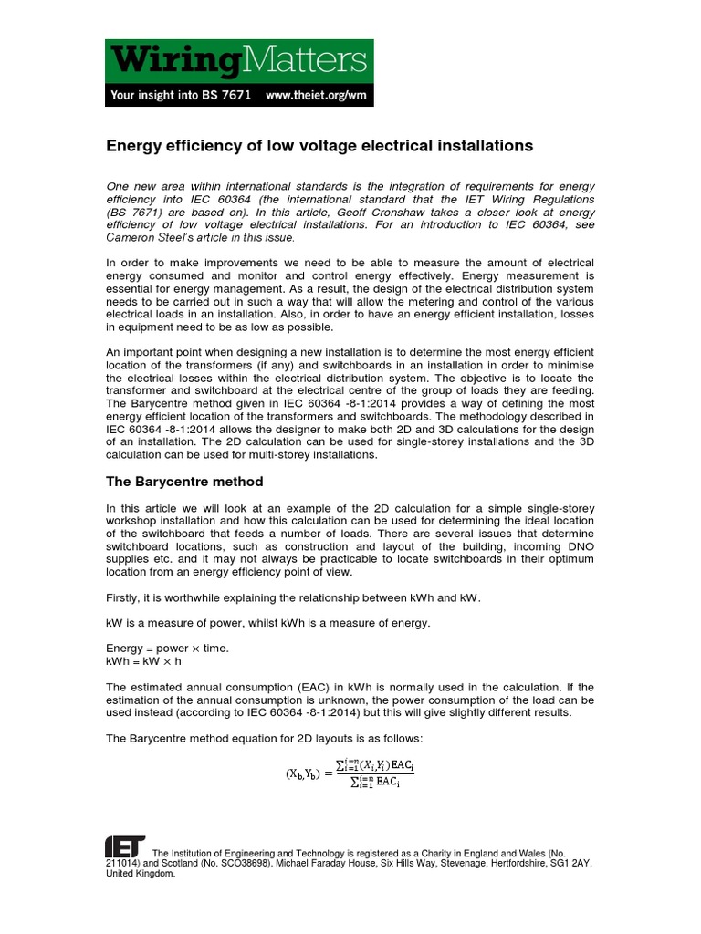 Energy efficiency of low voltage electrical installations pdf