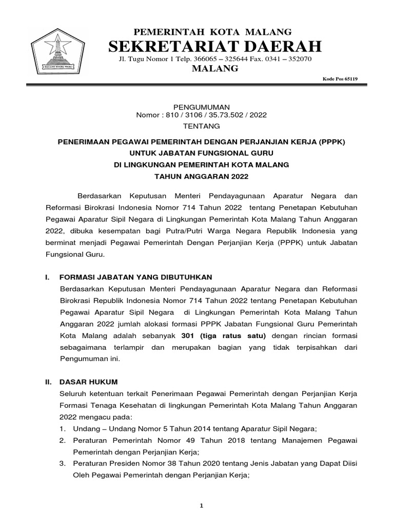 FORMASI P3K - Jabatan Fungsional Guru | PDF