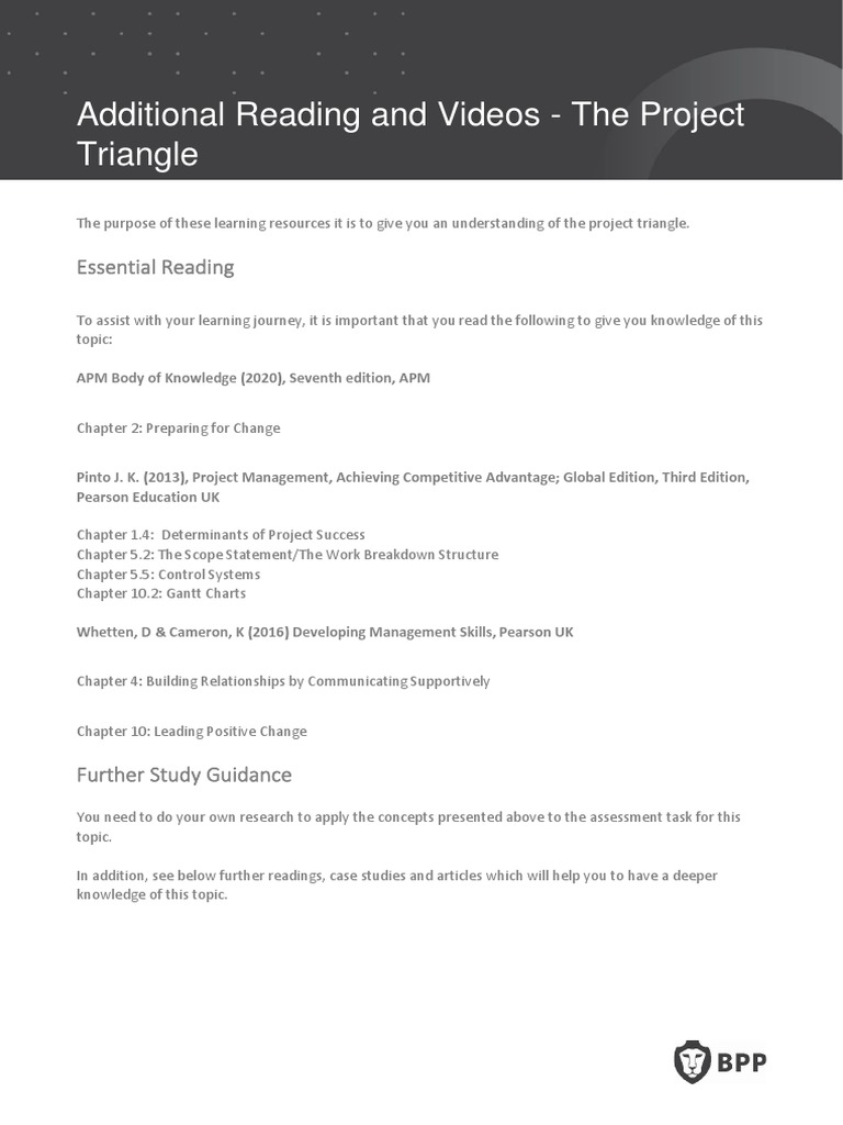 Reading and Videos - The Project Triangle | PDF | Project Management ...