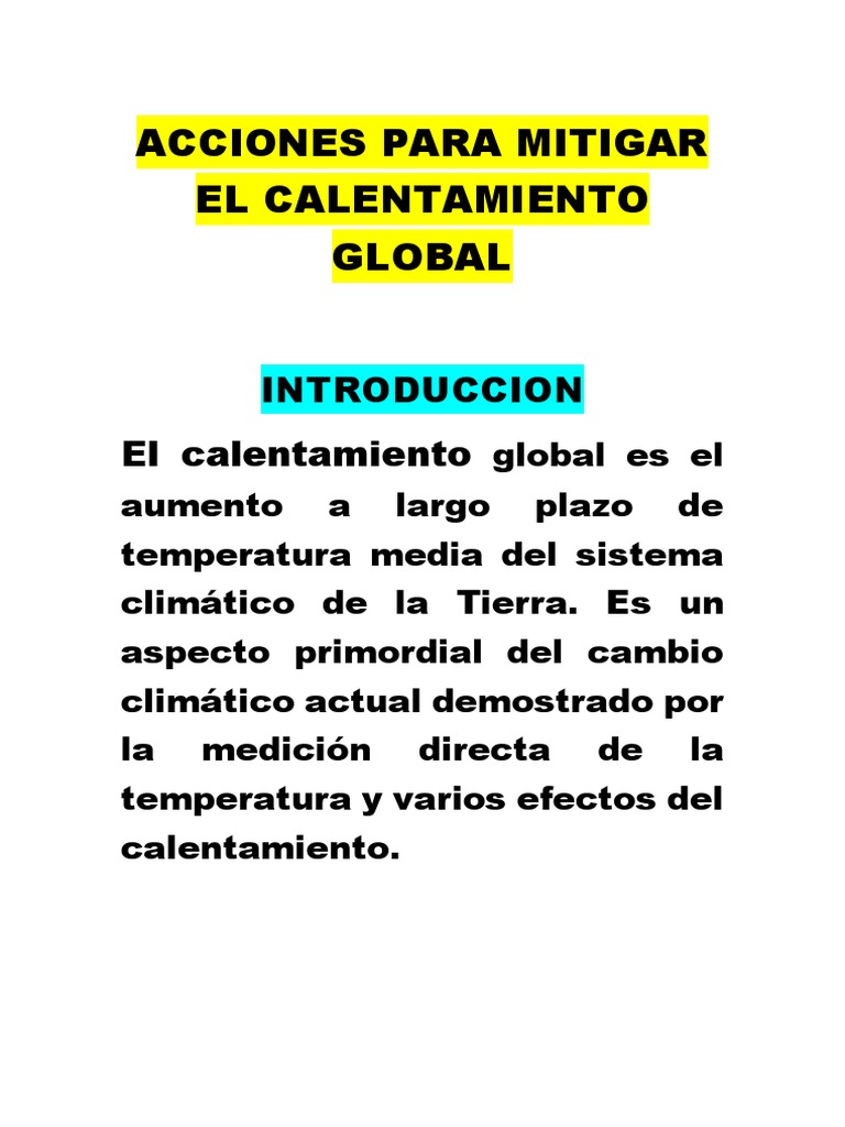 Acciones para Mitigar el Calentamiento Global | PDF | Hogar, jardinería ...
