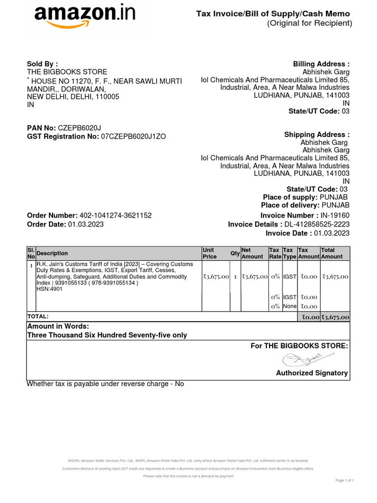Invoice Book RK Jain PDF Invoice Economies
