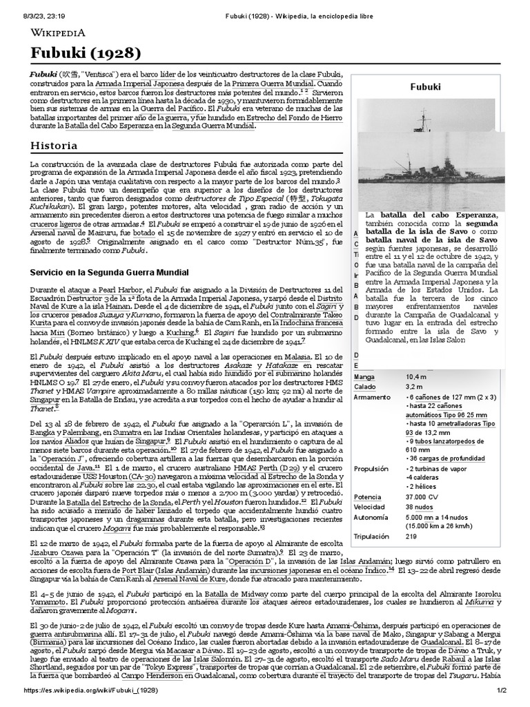 Fubuki (1928) Wikipedia, La Enciclopedia Libre PDF Naufragios