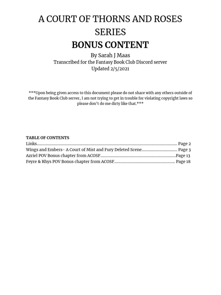 ACOTAR Series Bonus Material PDF