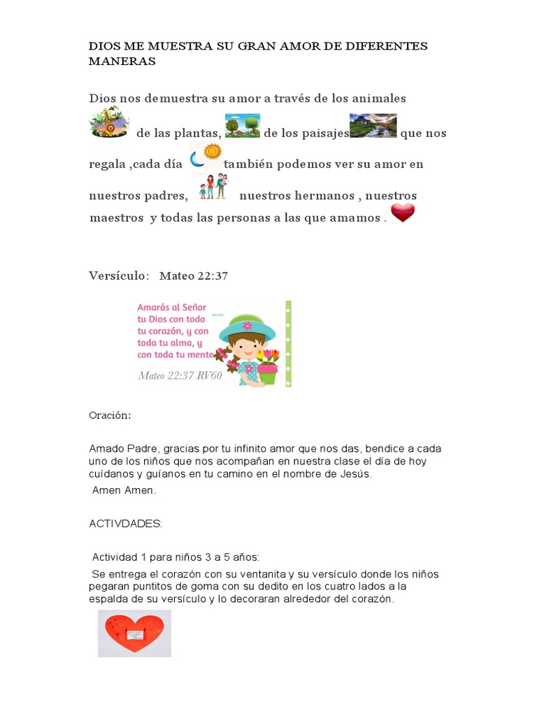 Actividades para enseñar el amor de Dios | PDF | Salud y bienestar