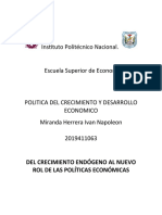 Crecimiento endógeno y nuevo rol políticas económicas