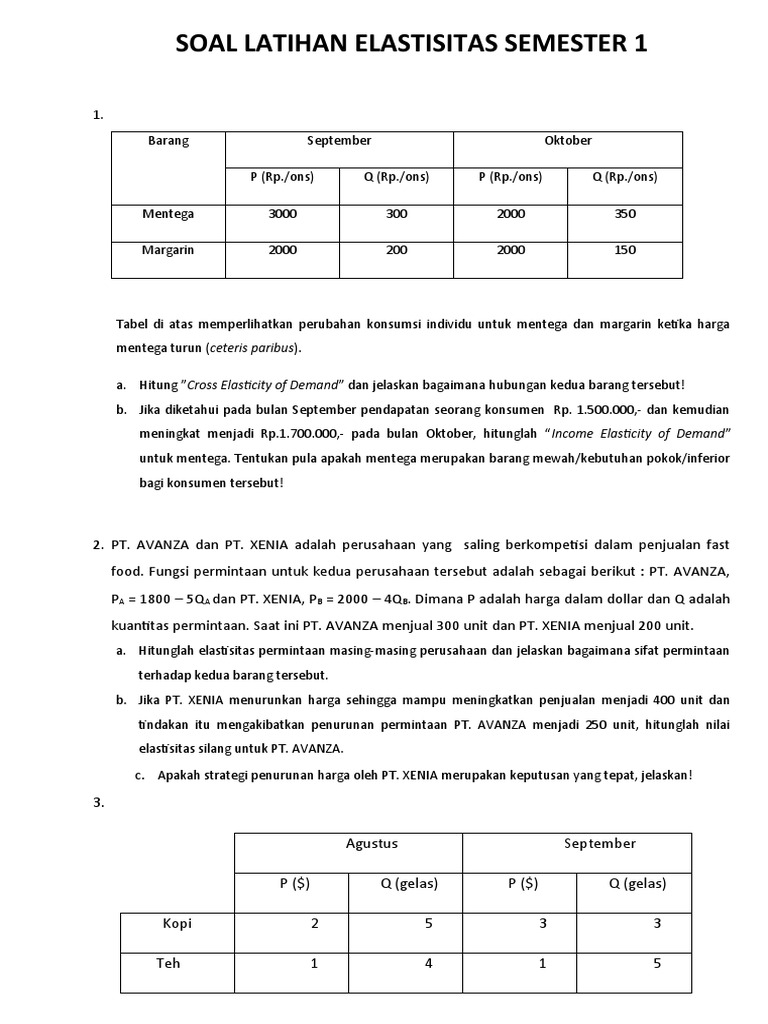 Soal Latihan Elastisitas SMT 1 | PDF