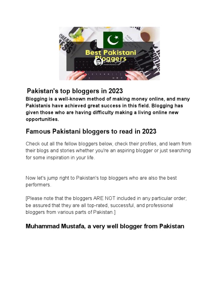 Top Pakistani Bloggers of 2023 | PDF | Blog | Pakistan