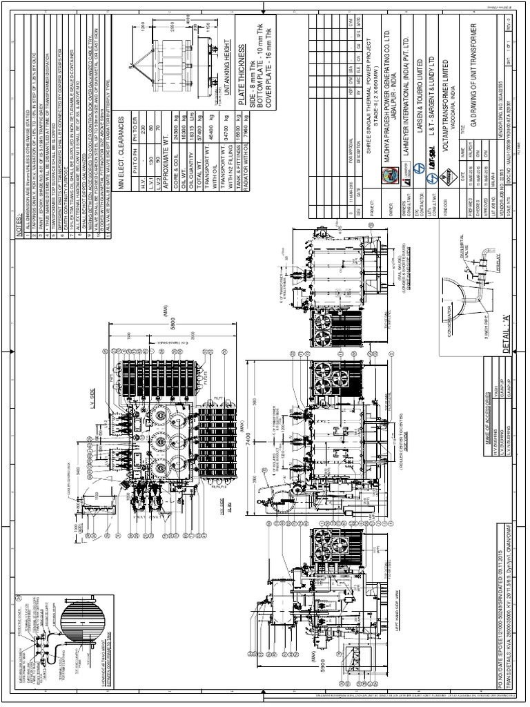 Specifications and Assembly Details for Transformer Components and