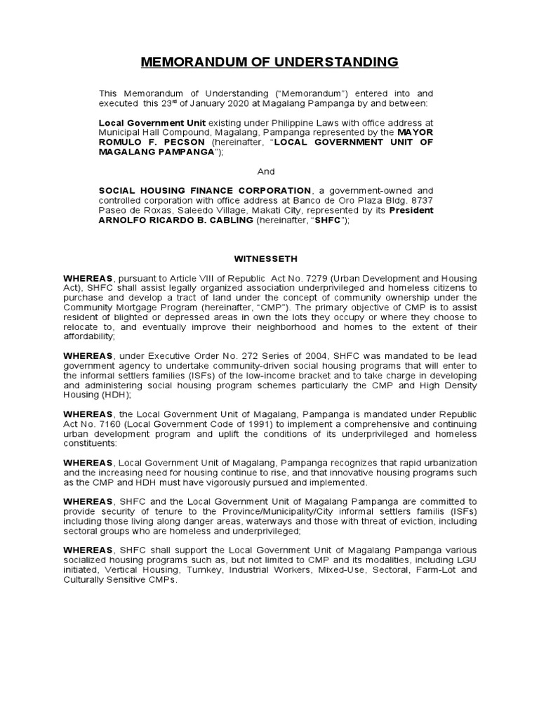 SHFC-CMP Partnership in Magalang | PDF | Justice | Crime & Violence