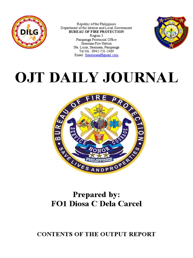OJT Daily Journal Insights from Sasmuan Fire Station | PDF ...