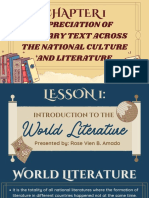 APPRECIATION OF LITERARY TEXT ACROSS THE NATIONAL CULTURE AND LITERATURE - Introduction To The World Literature PDF