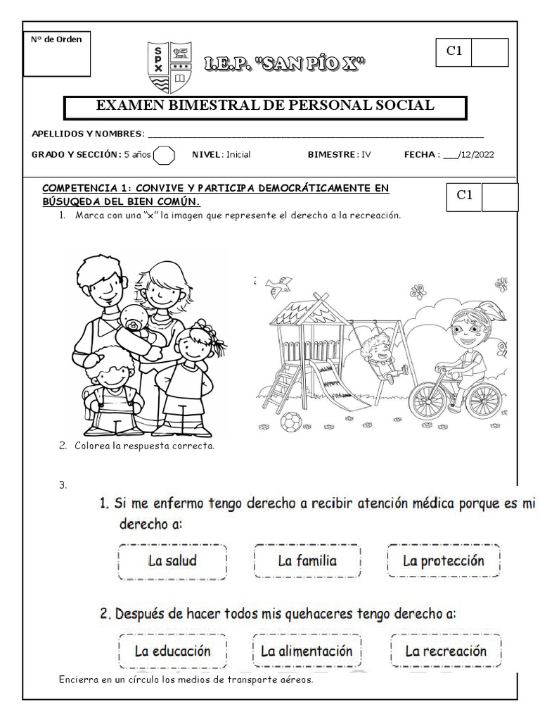 Examen Bimestral Iv Bimestre 2022 - Personal Social | PDF