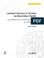 Lambert Sauveur A L Ombre de Maximilian Berlitz - Les Debuts de La Methode Directe Aux Etats-Unis