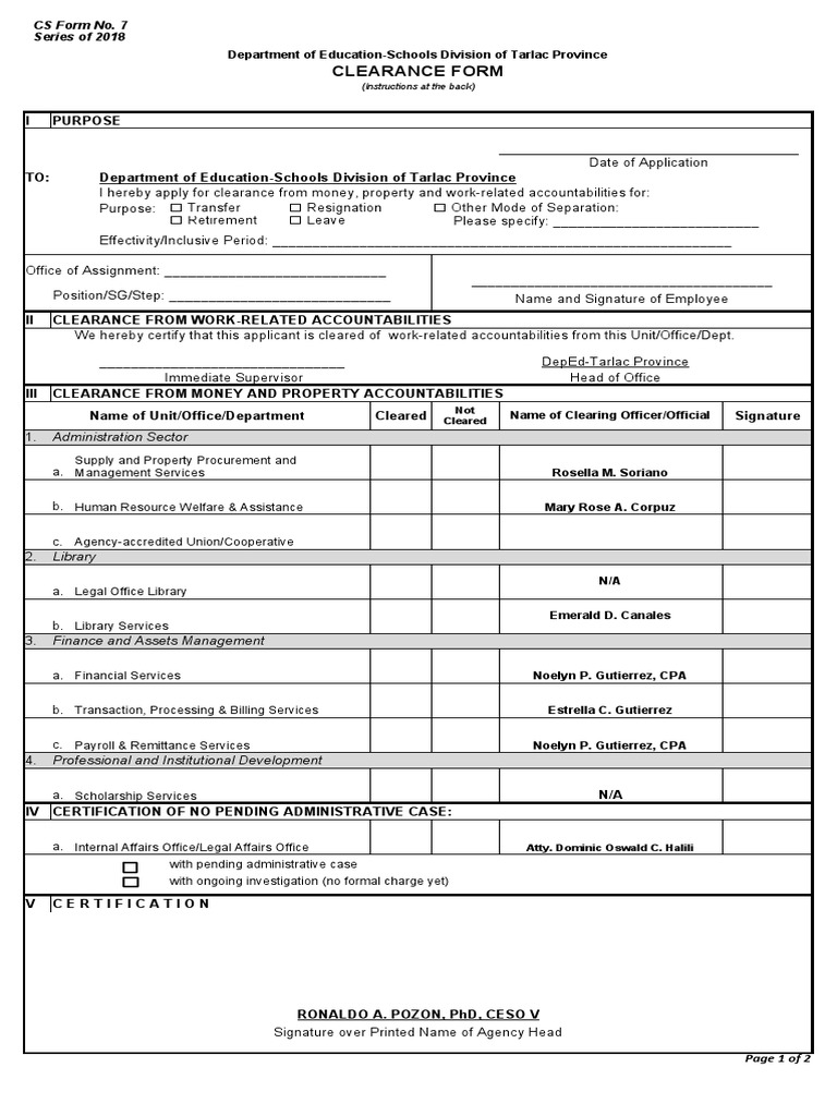 DepEd Clearance Form No. 7 Instructions | PDF | Economies | Business