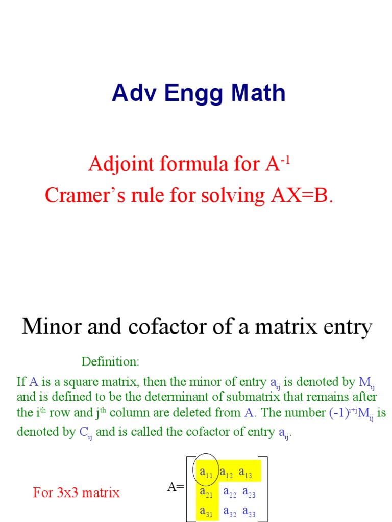 Inverse Matrix N Cramer's Rule PDF Matrix (Mathematics