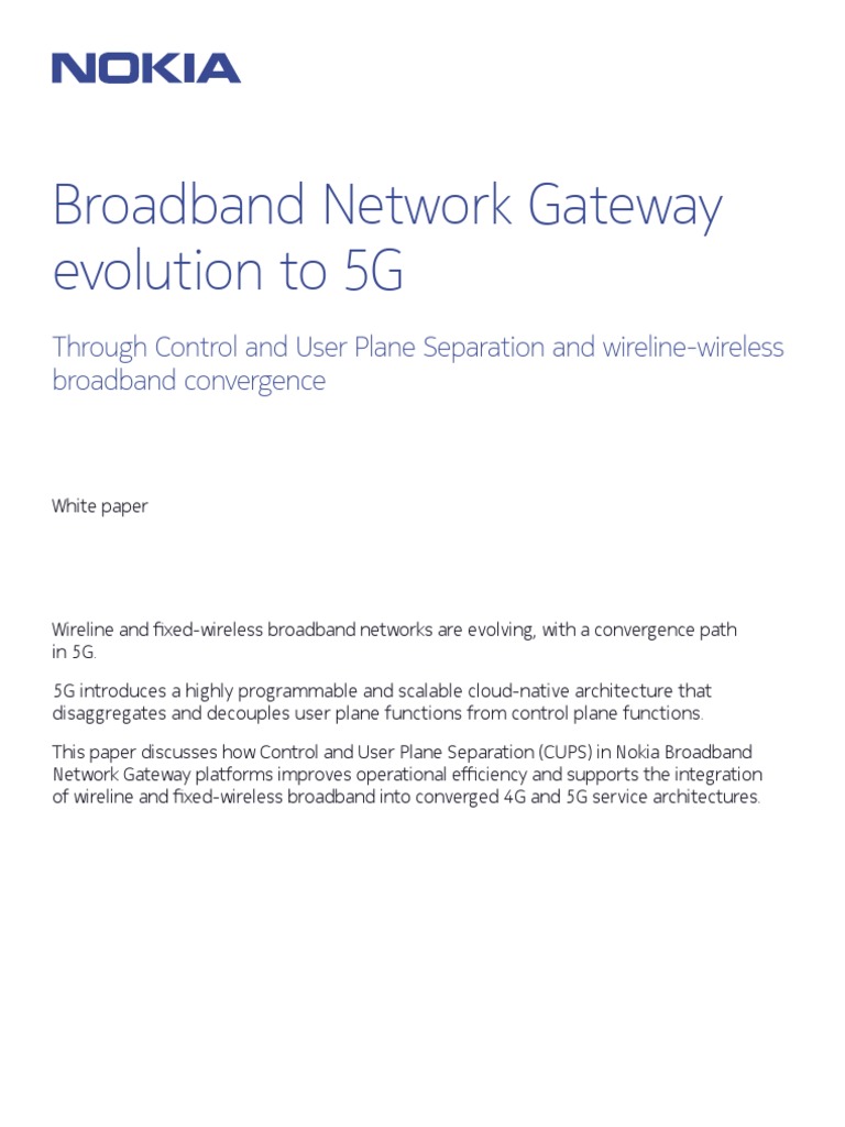Nokia Broadband Network Gateway Evolution To 5G White Paper EN PDF Computer Network