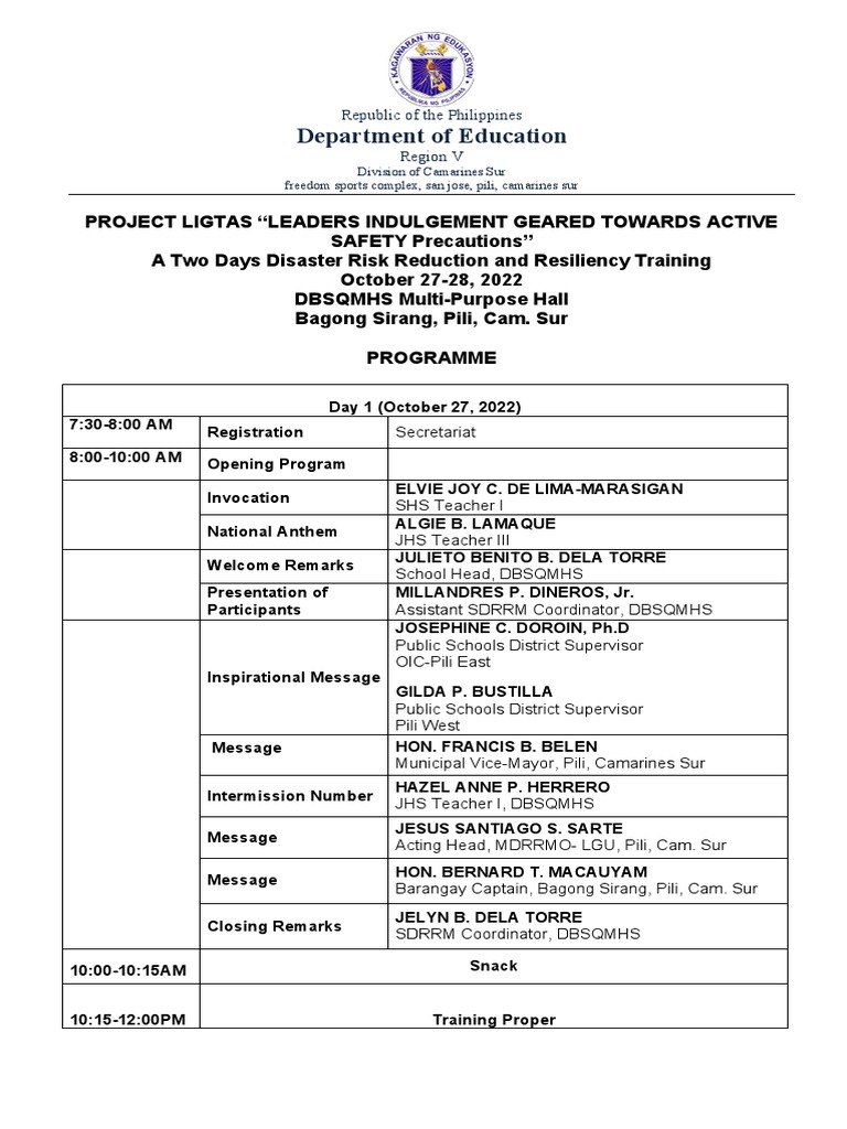 Disaster Risk Reduction Training Program | PDF