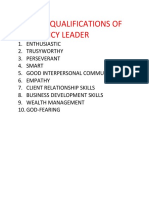 Desired Qualifications of An Agency Leader
