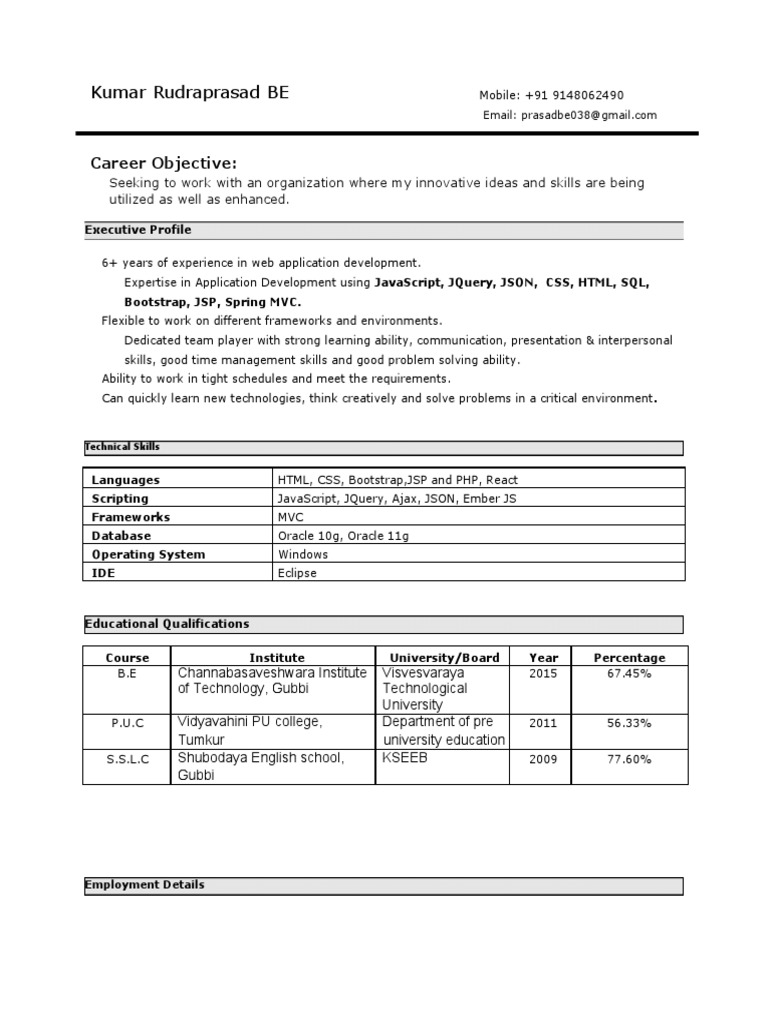 Web Developer Profile: Kumar Rudraprasad | PDF | Ajax (Programming ...