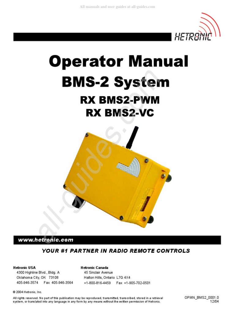 Hetronic RX bms2 PWM Operator S Manual 21 | PDF | Radio | Power Supply