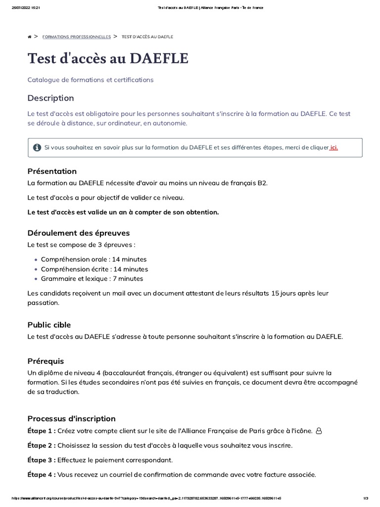 Test d'accès au DAEFLE 2024 | PDF