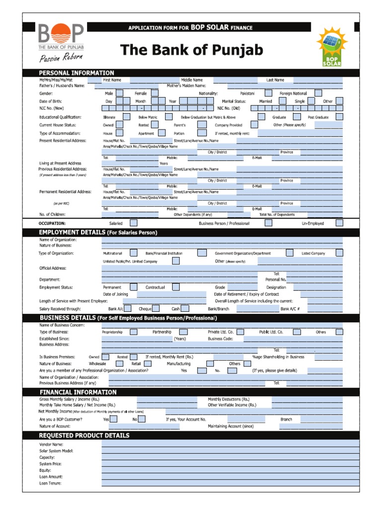 BOP Application Solar Form Convert PDF PDF