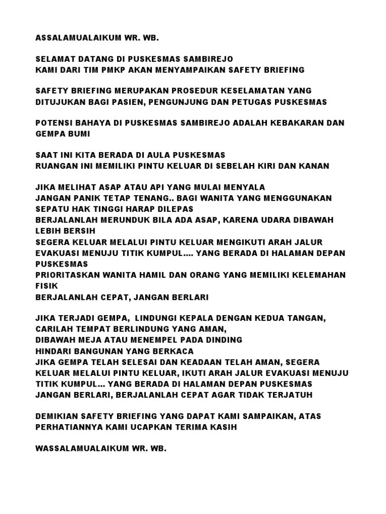 Safety Briefing PDF
