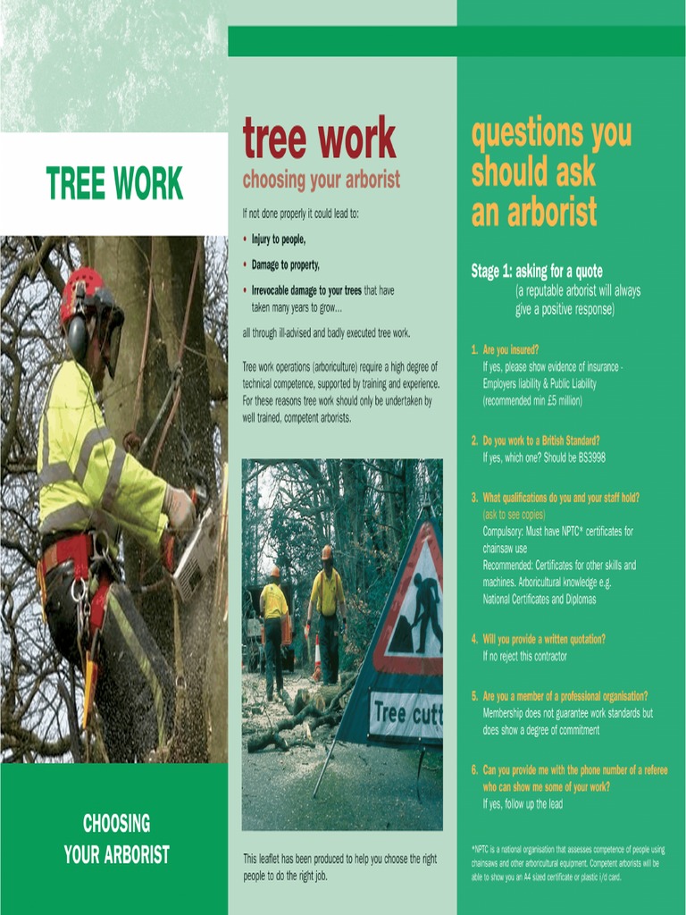 Tree Work - Choosing Your Arborist - Arb Assoc PDF | PDF